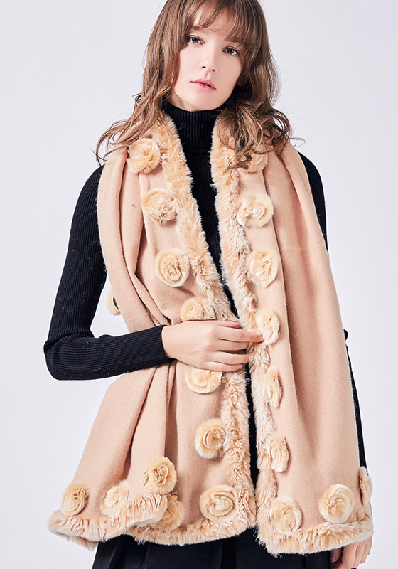 Luxury Real Fur Wool Scarf