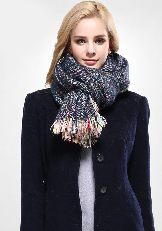 Colored Stripes Tassel Scarf