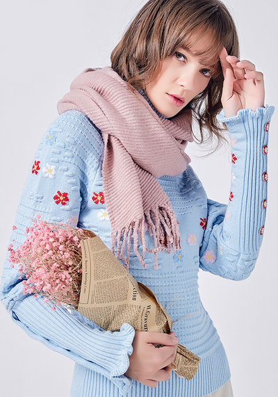 Solid Acrylic Tassel Scarf