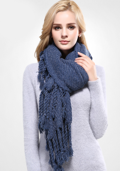Cotton Solid Tassel Scarf