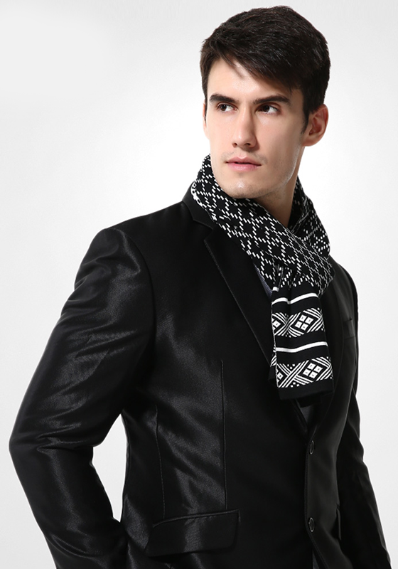 Chic Wool Plaid Knitted Scarf
