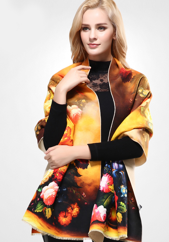 Wool Print Cashmere Scarf