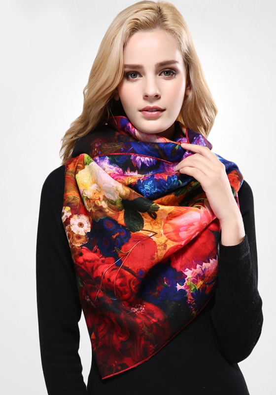 Wool Print Cashmere Scarf