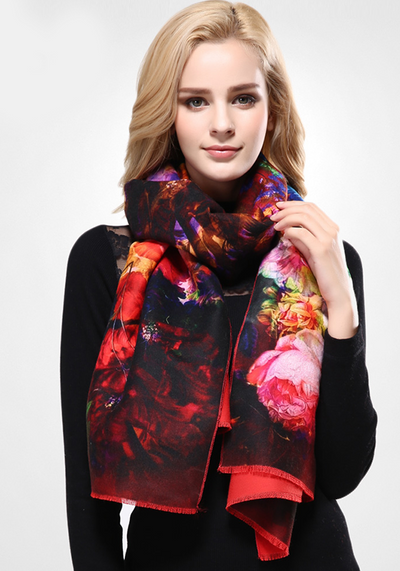 Wool Print Cashmere Scarf