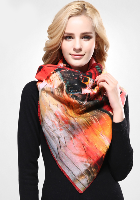 Wool Print Cashmere Scarf