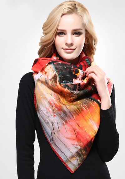 Wool Print Cashmere Scarf