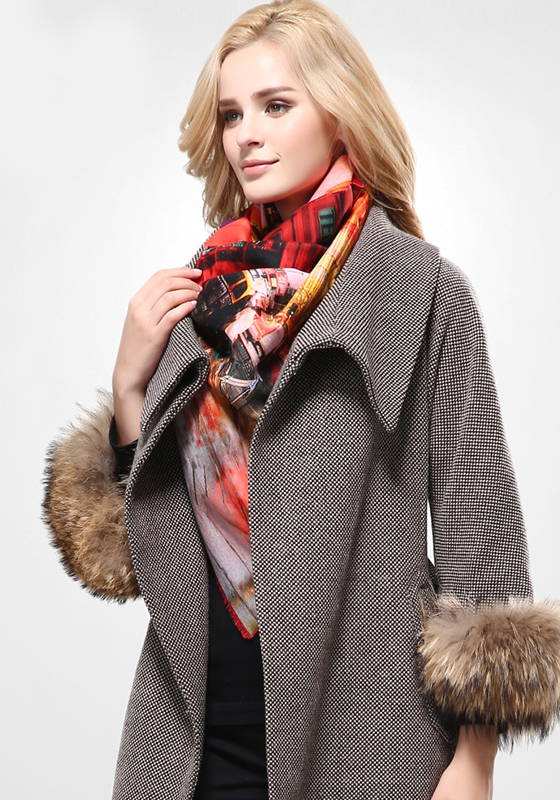Wool Print Cashmere Scarf