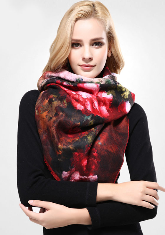 Wool Print Cashmere Scarf