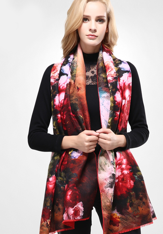 Wool Print Cashmere Scarf