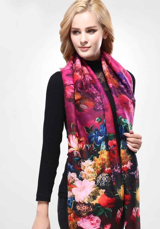 Wool Print Cashmere Scarf