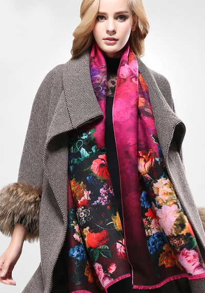 Wool Print Cashmere Scarf