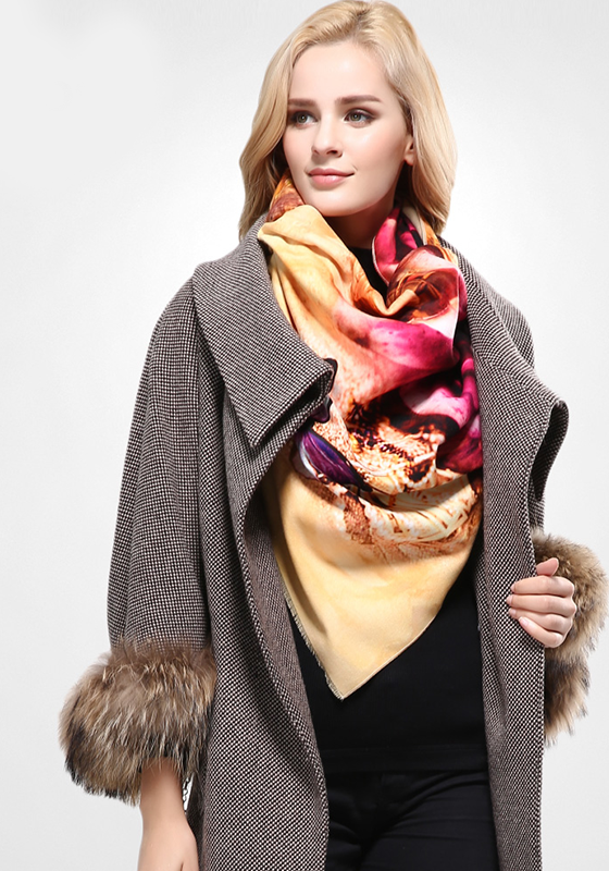 Wool Print Cashmere Scarf